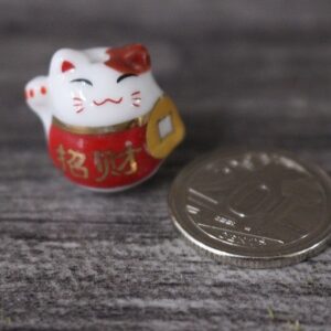 Mini Fortune Cat Figurine - Red ( " Zhao Cai" )